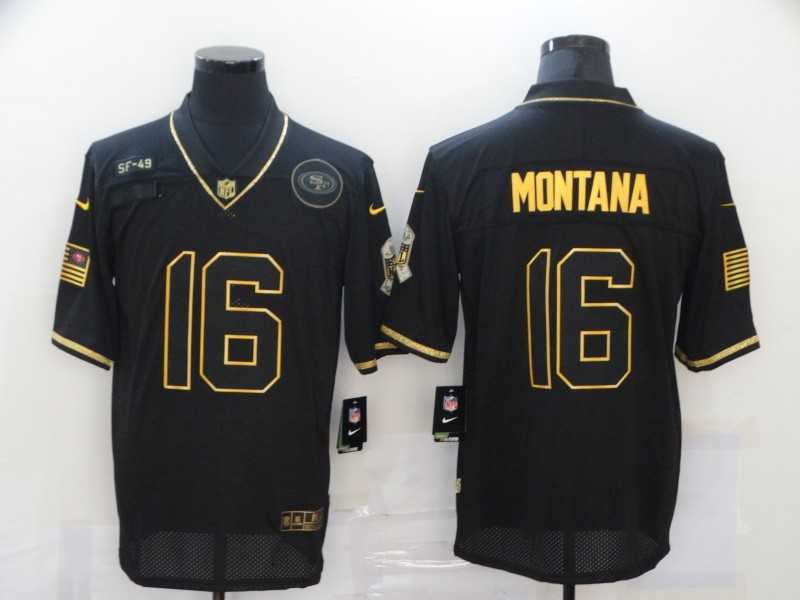Nike 49ers 16 Joe Montana Black Gold 2020 Salute To Service Limited Jersey Dzhi,We sell and wholesale Nike 49ers 16 Joe Montana Black Gold 2020 Salute To Service Limited Jersey Dzhi on line form chian!